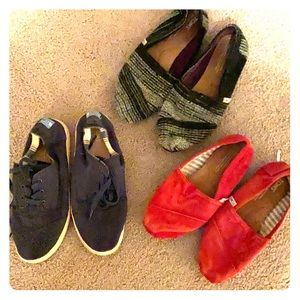 3 pairs of TOMS Shoes - Women Size 7